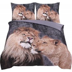 Husch Dekbedovertrek - Lion Love - 240x200/220 - Leeuwen