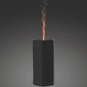 Aromadiffuser draadloos met vlammend effect - Etherische oliën diffuser - Ultrasone luchtbevochtiger voor thuis kantoor yoga spa zwart
