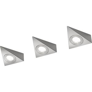 LED Keukenkast Verlichting - Trion Ecoli - 9W - 3-lichts - Warm Wit 3000K - Driehoek - Mat Nikkel
