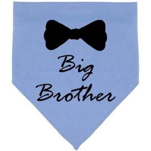 Honden bandana Big Brother blauw met zwarte tekst en strik - hond - bandana - big - brother - geboorte - zwanger - geboorte - babyshower - genderreveal