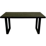 HSM Collection-Rechthoekige Eettafel Melbourne-180x90x77-Zwart-Mango/Metaal