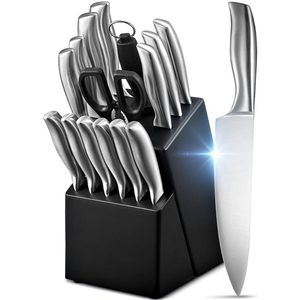 CRLYN® Messenset met Blok - Messensets met Messenblok - Koksmes - Keukenmessen Set - Super Scherp