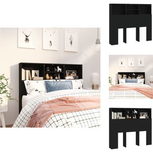 vidaXL Hoofdbordkast - zwarte wandhoofdbordkast - 120 x 19 x 103.5 cm - bewerkt hout - Bedonderdeel