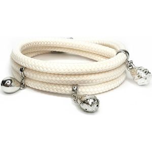 NIEUW - Jolla - dames wikkelarmband - zilver - touw - bedels - Charm Rope Wrap - Cream