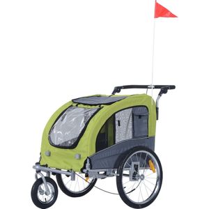 PawHut 2 in 1 hondenaanhanger fietskar jogger vlag regenhoes voor honden 4 kleuren D00-051