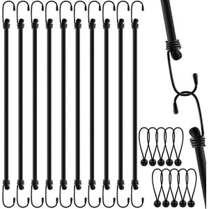 Set van spanrubbers met haken - sterke bagagespanners - 10 stuks - zwart - 100 cm