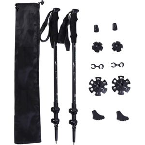 CNL Sight Wandelstokken set voor Dames en Heren-2stuks Pro Nordic Walking-Telescopische Wandelstok voor Trekking-7050 Aluminium wandelstok-60-135 cm Verstelbare Trekkingstok voor kinderen&Volwassen-Zwart