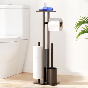 Roestvrijstalen toiletpapierhouder met wc-borstel - elegant en praktisch - 2 stuks - brons