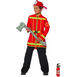 Carnavalskleding Brandweer jas jongen rood Maat 152
