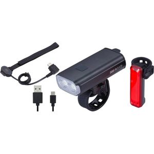 BBB Cycling StrikeDuo 1600 Combo Fietsverlichting Set - Koplamp en Achterlicht - Fietsverlichting USB Oplaadbaar Met Afstandsbediening - 1600 Lumen - Waterdicht - Lange Accuduur - BLS-175