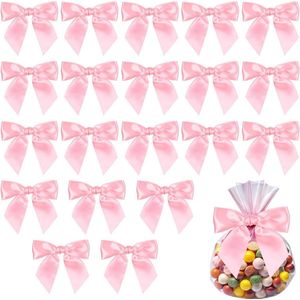 20 Pink Bows for Wrapping Gifts - 4.5 Inch Large Satin Bows for Crafts, Decorative Ribbons for Packaging - Ideal for Baby Showers, Weddings, Christmas