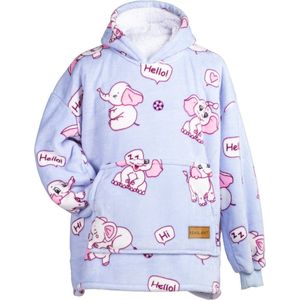 Vitapur - Hoodie Deken met mouwen - Kind - Plaid - Snuggle hoodie - Hoodie deken - Fleece Deken - Snuggie - Deken - Cadeau - Olifant