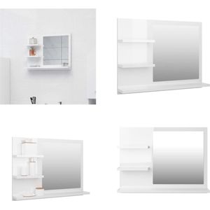 vidaXL Badkamerspiegel 60x10-5x45 cm spaanplaat hoogglans wit - Spiegel - Spiegels - Badkamerspiegel - Badkamerspiegels