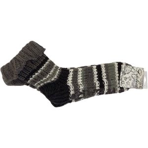 Warme gebreide sokken - Huissokken - Bruin / Wit strepen - One Size - Dames - Anti-slip sokken - TV / Netflix / Hangbank sokken - Wintersokken