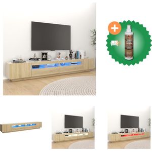 vidaXL Tv-meubel met LED-verlichting 260x35x40 cm sonoma eikenkleurig - Kast - Inclusief Houtreiniger en verfrisser
