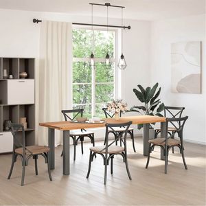 vidaXL Eettafel - 240x80 cm - Massief Eikenhout Eetkamertafel - Eikenhouten Tafel - Grote Eettafel - Solide Tafel - Design Tafel