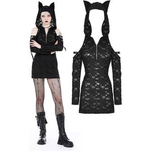 Dark in Love - Punk devil cat Korte jurk - XS - Zwart