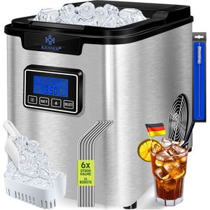 KESSER® Ice Maker | 150W Ice Cube Maker | IJsblokjesmachine | IJsblokmaker | 12 kg 24 h | 3 blokjesformaten | Bereiding in 7 min | Waterreservoir van 2,2 liter | Timer | LCD-display | Zelfreinigingsfunctie - Zilver