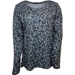 Pink Lady dames shirt - Shirt lange mouwen, ronde hals dames - blauw print - L216 - maat S