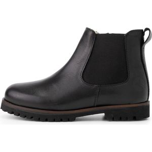 Travelin' Kids Chelsea boots Sel - Wol gevoerde Kinderschoenen met rits - Zwart Leer