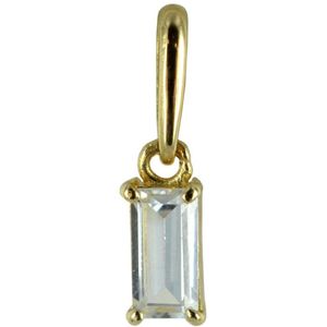 Silventi 9NBSAM-G200547 Gouden Hangertje - Dames - Rechthoek - Baguette - Zirkonia - 5 x 2 mm - 14 Karaat - Bedel - Goud