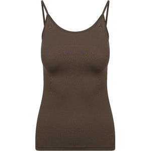 RJ Bodywear Pure Color dames spaghetti top (1-pack) - donkerbruin - Maat: 3XL