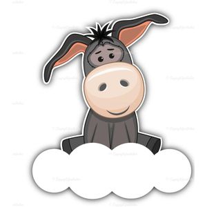 geboortebord ezeltje op wolk 60 cm