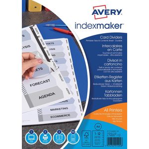 Tabbladen Avery Indexmaker 9-gaats 12-delig wit