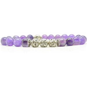 Beaddhism - Armband - Purple - Zilver - Lucky Dragon 3 - 8 mm - 21 cm