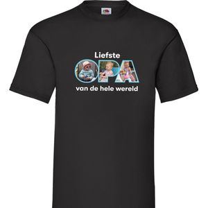 Vaderdag T-shirt Papa Opa met jouw foto's zwart maat XL Opa