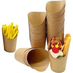 Kraftpapieren bekers 300 ml - 50 stuks bubbel-wafelijzerzakjes frietzakjes snackzakjes frietkommen candybarbekers - Geschikt voor wafels friet popcorn ijs gebraden kip