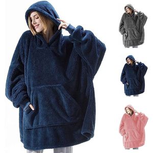 Geweo Snuggle Hoodie - Badjas en Capuchon - Fleece Snuggie - Badstof - One Size - Blauw