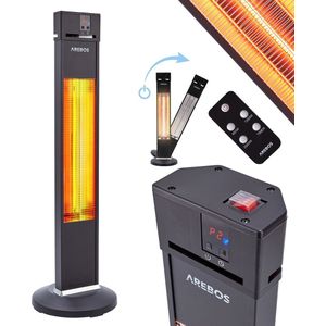 AREBOS Infrarood Verwarming - 2000W - Infrarood Kachel - Terrasverwarmer - Zwart