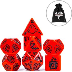 Lapi Toys - Dungeons and Dragons dobbelstenen - DnD - D&D - Polydice - 1 set (7 stuks) - Acryl - Oranje