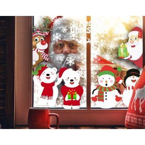 Kerst venster klampt raamstickers kerstman rendier met statische PVC stickers voor raamdecoraties DIY ontwerp muur Home Shop Party (8 vel 8 * 12 inch)