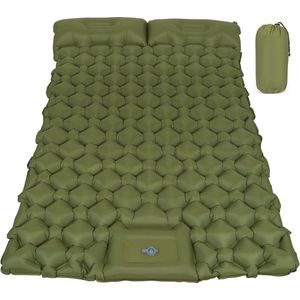 Bastix - Zelfopblazend, isolerende slaapmat voor 2 personen, opblaasbare isolatiemat, ultralicht, luchtmatras, campingmatras met voetpomp, 10 cm dik, zelfopblaasbare slaapmat voor wandelen, outdoor