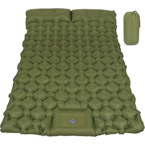 Zelfopblazend, isolerende slaapmat voor 2 personen, opblaasbare isolatiemat, ultralicht, luchtmatras, campingmatras met voetpomp, 10 cm dik, zelfopblaasbare slaapmat voor wandelen, outdoor