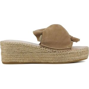 Manebi Espadrilles Dames / Damesschoenen - Leer - Sleehak Hoogte 6 cm - K10WK - Taupe - maat 42