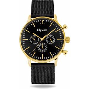 Elysian - Horloge Heren - Goud - Mesh - Waterdicht - Krasvrij Saffier - 43mm