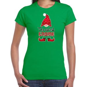 Bellatio Decorations fout kersttrui t-shirt dames - Cutest Gnome - green - Christmas dwarf L