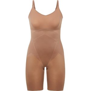Spanx Thinstincts 2.0 - Closed-Bust Mid-Thigh Bodysuit - Kleur Cafe au Lait (donkere huidskleur) - Maat XL