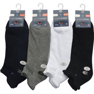 Heren shortsocks padded sportsokken - mannen kousen maat 40/46 - 6 paar effen grijs sportkousen met sponszool