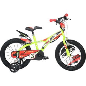 Dino Raptor - Kinderfiets 14 Inch - van 3-5 Jaar - met Zijwieltjes - Jongensfiets Groen