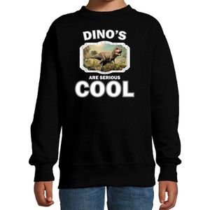 Dieren dinosaurussen sweater zwart kinderen - dinosaurs are serious cool trui jongens/ meisjes - cadeau stoere t-rex dinosaurus/ dinosaurussen liefhebber - kinderkleding / kleding 98/104