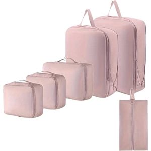 Nivard Koffer Organizer Set - Packing Cubes - Compressie - Travel - Compression - Set - Roze
