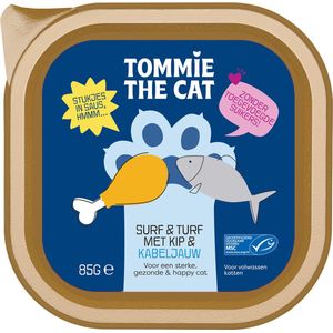 Tommie the Cat - kattenvoer natvoer - stukjes in saus met kabeljauw & kip - voordeel verpakking - 32 stuks - 85 gram per stuk - zonder suiker en graanvrij