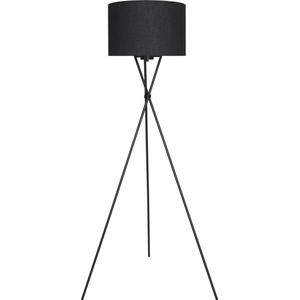 Briloner Leuchten FLOOR Vloerlamp Staande lamp - Stof - E27 - incl. Snoerschakelaar - Zwart