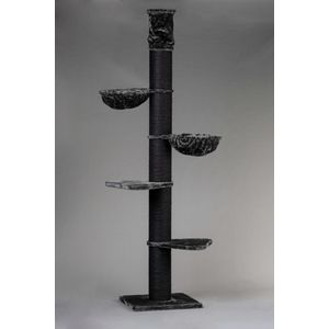 RHRQuality Krabpaal Maine Coon Tower Blackline Donkergrijs - Plafondhoge krabpaal voor grote katten - 265 - 285cm