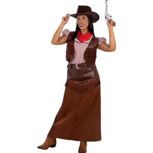 Funidelia | Cowgirlkostuum Deluxe Voor voor vrouwen  Cowboys, Indianen, Western - Kostuum voor Volwassenen Accessoire verkleedkleding en rekwisieten voor Halloween, carnaval & feesten - Maat S - Bruin