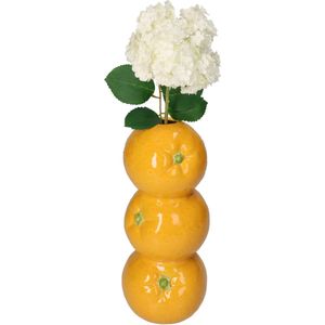 Lucy’s Living Luxe Vaas VASE ORANGE FINE EARTHENWARE ORANGE - ø 8X8X19CM – hotel chique - binnen – accessoires – tuin – decoratie – bloemen – mat – glans – industrieel - droogbloemen